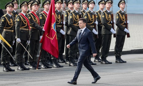 The Ukrainian president, Volodymyr Zelenskiy, takes part in a military parade in Kyiv to mark the 30th anniversary of its independence. 