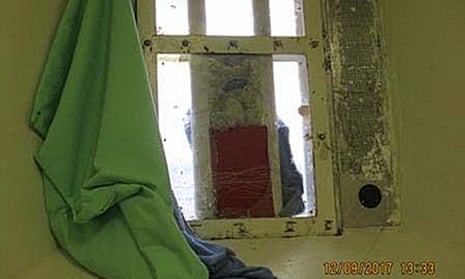 A broken window in a cell at HMP Liverpool in September 2017 when inspectors conducted a surprise inspection.
