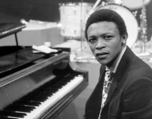 Masekela sits at a piano on an episode of the television program ‘Dial M for Music,’ May 1968