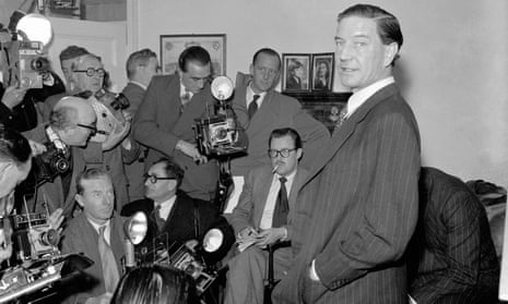 Kim Philby holds a press conference in 1955 after he was accused of spying for Russia. He fled to Beirut the following year.