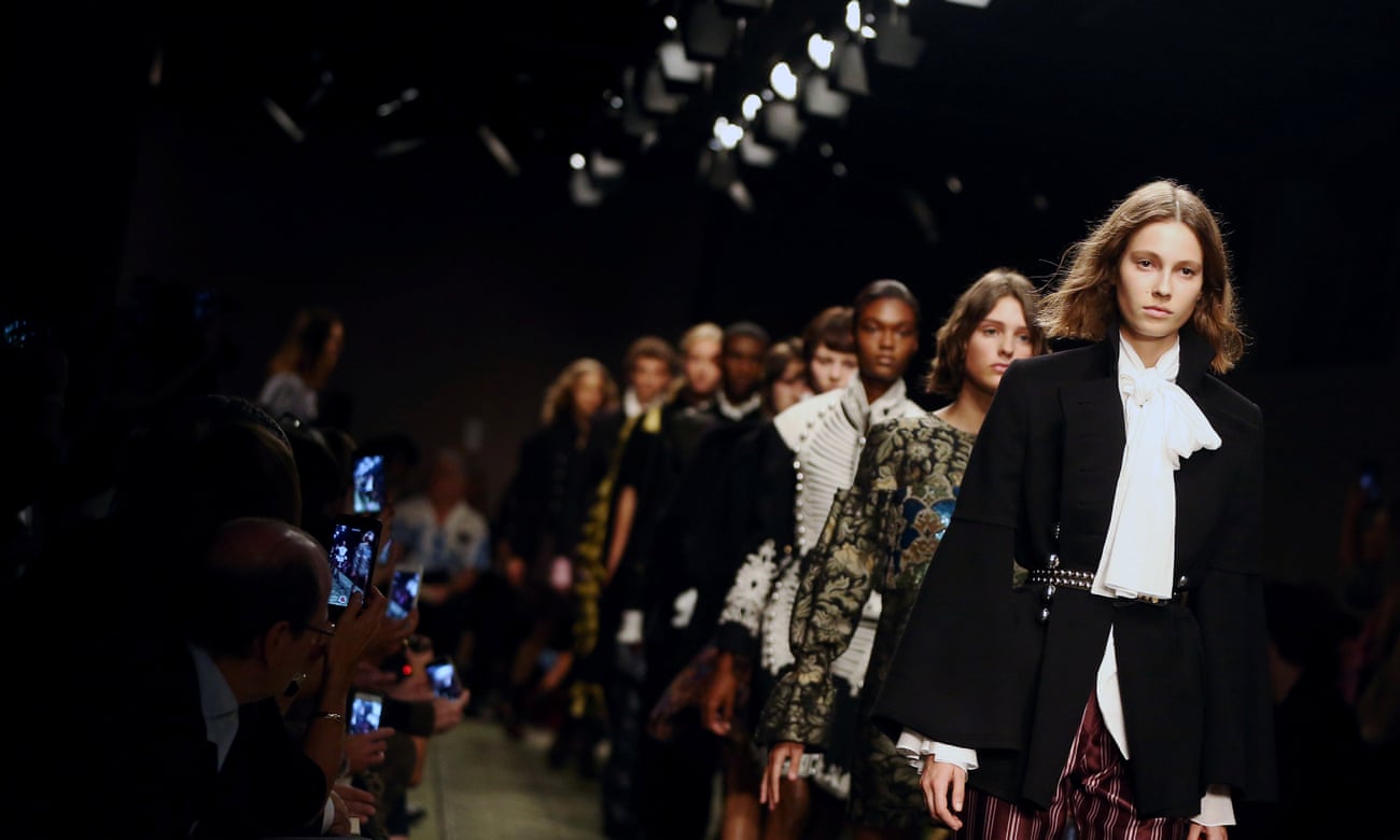 Models on Burberry’s ‘see now, buy now’ catwalk during London Fashion Week last week.