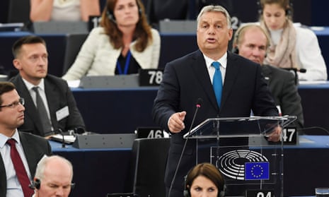 Hungary’s prime minister, Viktor Orbán, in the European parliament