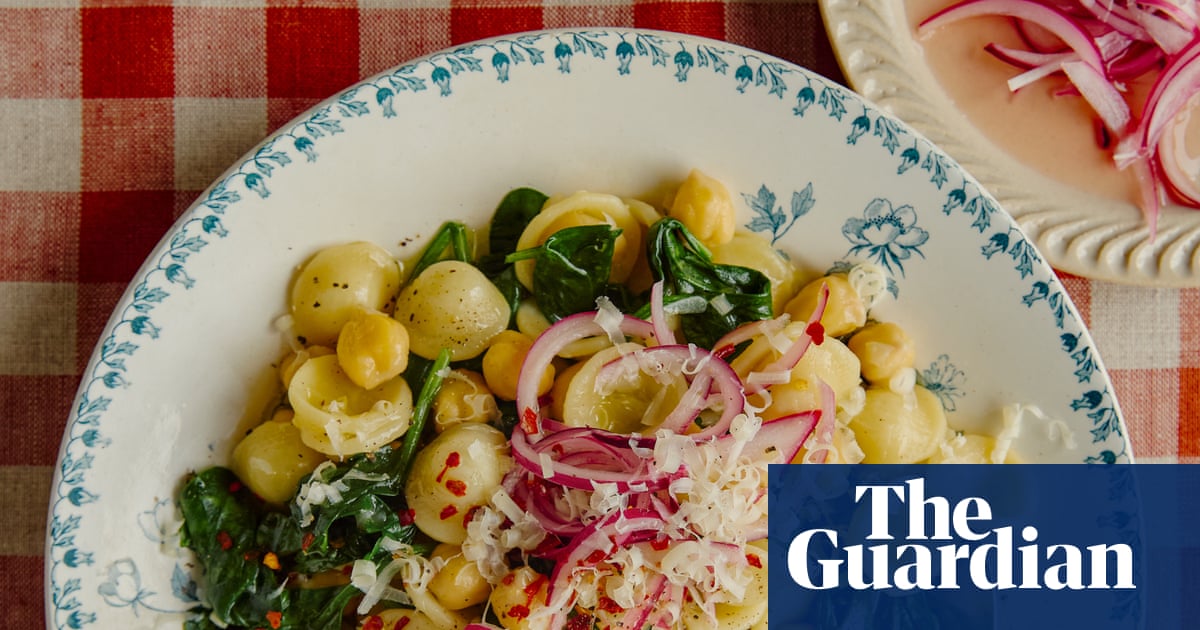 Joe Woodhouse’s recipes for orecchiette with chickpeas, and polenta chips with saucy chickpeas