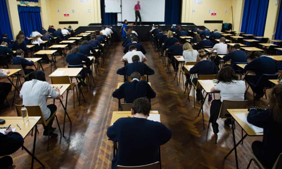 School pupils sitting GCSEs exams