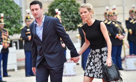 Emmanuel Macron’s stepdaughter Tiphaine Auziere arrives at the Élysée Palace with her husband Antoine Choteau