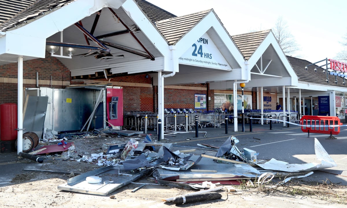 Ram Raiders Use Digger To Steal Atms From Tesco Extra In Kent Uk News The Guardian