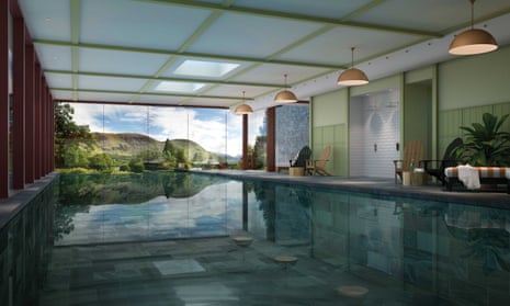 CGI of the spa at Another Place in Cumbria, with views over Ullswater