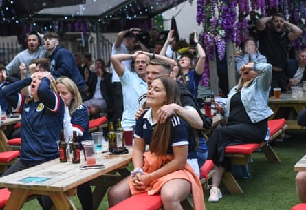 Scotland fans watching the match against England during Euro 2020.