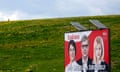 A poster showing photos of Social Democratic party Harmony candidates for the European parliament elections, with the slogan 'For peace and security'