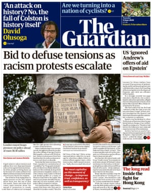 Guardian front page, Tuesday 9 June 2020