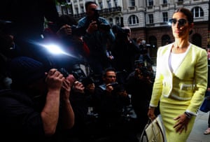 Rebekah Vardy, the wife of the Leicester City football player Jamie Vardy, arriving at the Royal Courts of Justice on 16 May 2022 for her libel case against Coleen Rooney