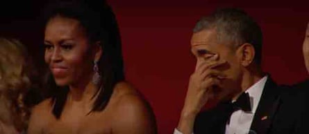 President Obama wipes away a tear as Aretha Franklin sings.