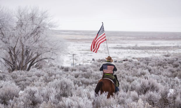 A protester rides his horse during the occupation of the wildlife refuge in Oregon.