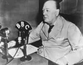 Winston Churchill broadcasts from the White House in
1943.