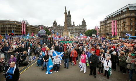 An anti-austerity rally in George Square, Glasgow, in June 2015.