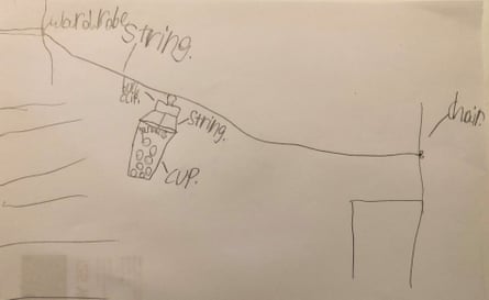 a pencil drawing of the zipline