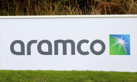 A company sign for Aramco