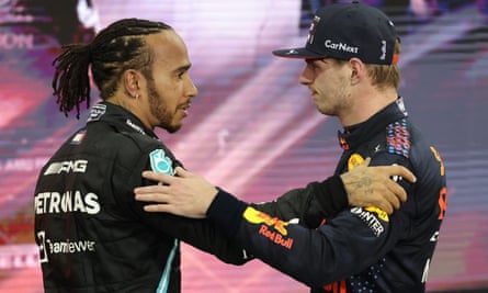 Max Verstappen accepts Lewis Hamilton’s congratulations after the controversial ending to the Abu Dhabi Grand Prix