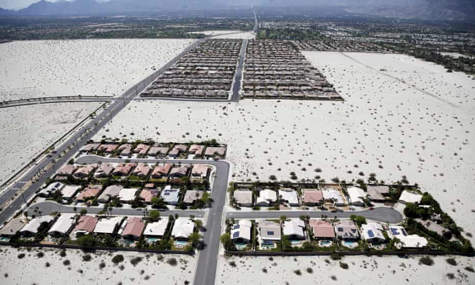 Homes in the Palm Springs, where the average daily water usage per person is 201 gallons – more than double the California average.
