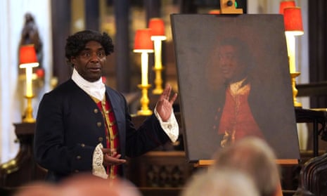 Paterson Joseph performs his novel The Secret Diaries of Charles Ignatius Sancho in St Margaret's Church, London, on 12 October 2023. A new memorial to Sancho will be unveiled in the church in December.