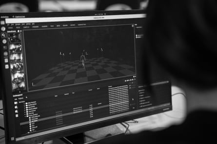 A position of a surface showing animated models of athletes