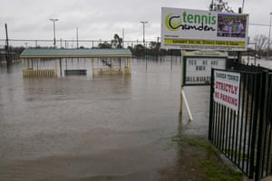A flooded sports venue in Camden.