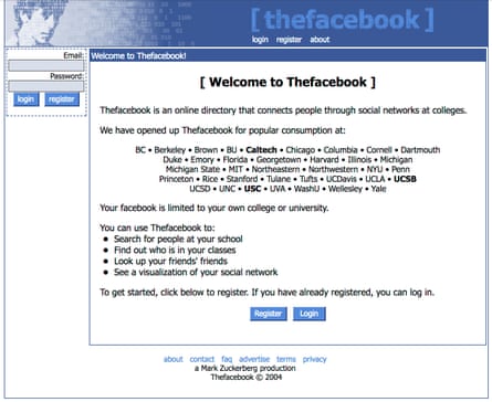 Here’s what the original website for ‘The Facebook’ used to look like back in 2004.