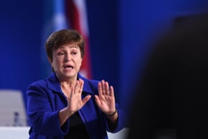 The managing director of the International Monetary Fund, Kristalina Georgieva, speaks during a panel discussion at Cop26.
