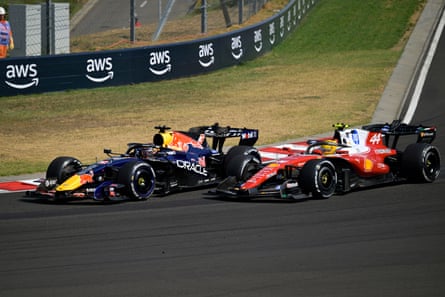 Max Verstappen’s Red Bull (left) and Lewis Hamilton’s Ferrari