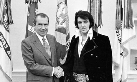 President Richard Nixon meets Elvis Presley at the White House in December 1970.