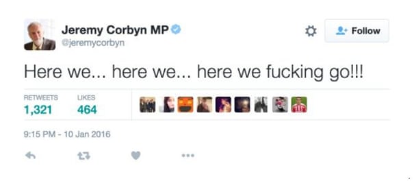 Image result for corbyn tweet here we go meme