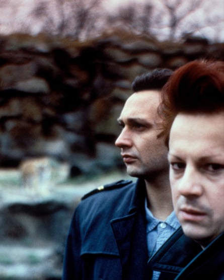 Richard H Kirk (right) and Stephen Mallinder of Cabaret Voltaire, 1984, after Chris Watson had left the band.