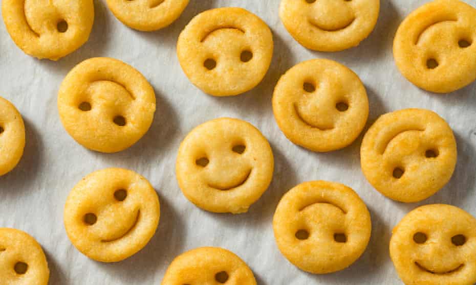 Homemade smiley face french fries