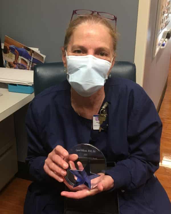 Carol Wilcox, a discharge planner on a Covid floor at Saint Anne’s hospital, Massachusetts retired after four decades of working as a nurse.