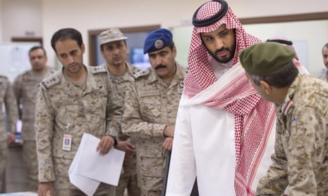 Saudi crown prince and defence minister Mohammed bin Salman with troops.