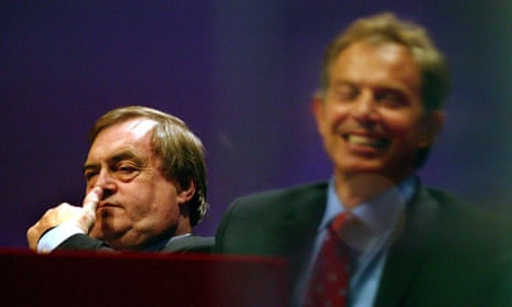 John Prescott and Tony Blair on the platform at the Labour party conference in 2003.