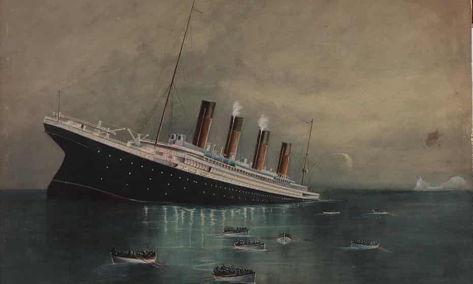 A painting of the Atlantic liner Titanic sinking