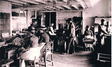 Female workers in a small Keswick pencil factory, late 19th century