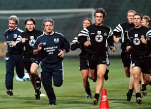 Kevin Keegan and his Newcastle team and staff train in Hungary in 1996
