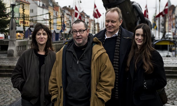Charlotte Gainsbourg, Stellan Skarsgaard, Stacy Martin and Lars von Trier promoting Nymphomaniac in 2013.