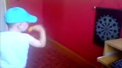 Luke Littler shows off darts skills as a toddler in home footage – video