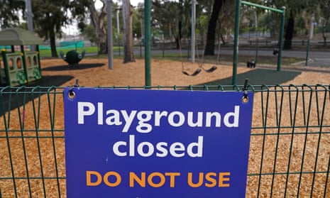 Playground closed sign in a Melbourne park