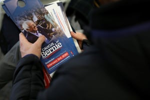 A Bernie Sanders campaign volunteer in Waterloo, Iowa, ahead of the caucuses next week.