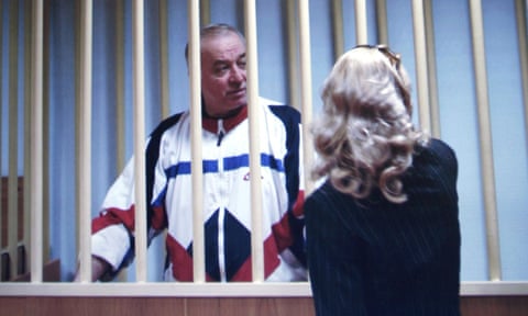 Sergei Skripal behind bars at a Moscow court in 2006.