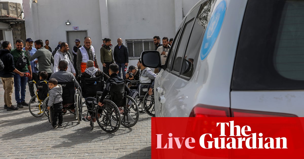 First medical evacuee leaves Gaza as Rafah crossing reopens for handful of Palestinians – as it happened