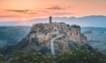 Civita di Bagnoregio, Italy<br>Only accessible via a pedestrian bridge, Civita is known as the "dying town" due to the progressive erosion of the hill.