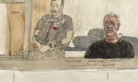 a court artist’s drawing of Dominique Pélicot