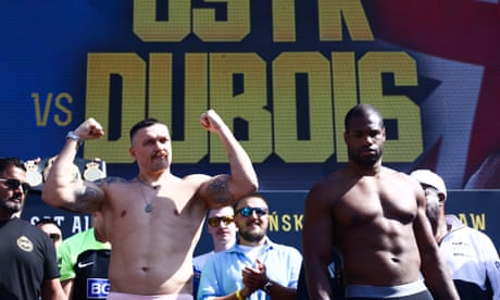 Daniel Dubois and Oleksandr Usyk at the weigh-in