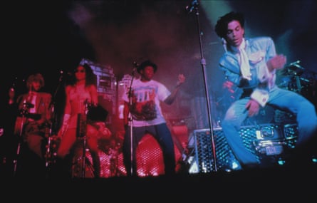 Man on stage with band