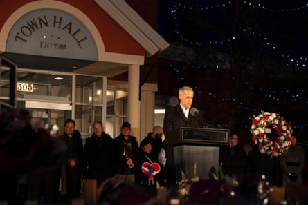 Mark Carney speaks to community members during the vigil